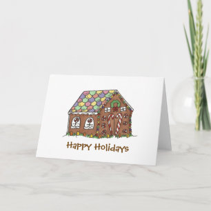 Happy Holidays Christmas Gingerbread House Holiday Card
