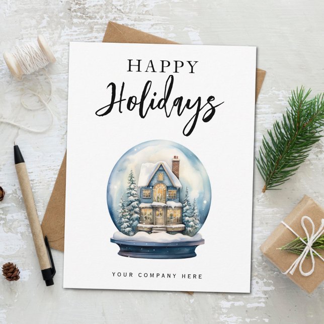 Happy Holidays Christmas Globe House Realty Holiday Postcard (Creator Uploaded)