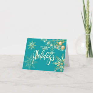 Happy holidays Christmas, gold, ornament snowflake Thank You Card