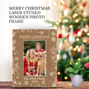 Happy Holidays Christmas Greeting Cute Text Photo Etched Frames