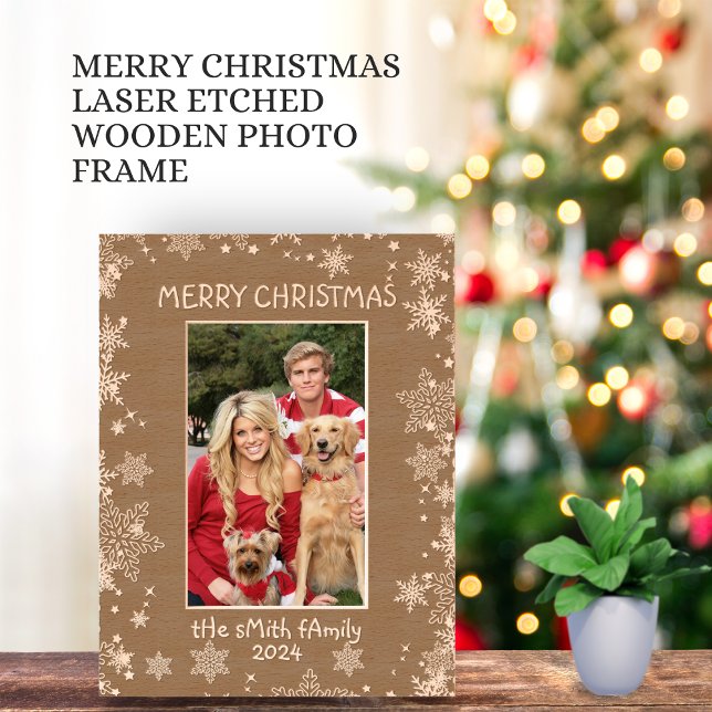 Happy Holidays Christmas Greeting Cute Text Photo Etched Frames (Creator Uploaded)