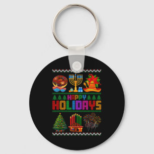 Happy Holidays Christmas Hanukkah Kwanzaa Happy Ne Key Ring