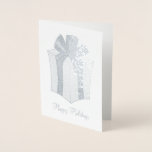 Happy Holidays Christmas Hanukkah Package Gift Bow Foil Card<br><div class="desc">Card features an original marker illustration of a wrapped gift box with a bow on top,  and HAPPY HOLIDAYS in a fun font.

Don't see what you're looking for? Need help with customisation? Click "rebeccaheartsny" (upper right corner) then "contact this designer" to have something created just for you!</div>