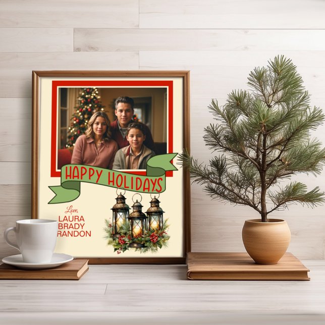 Happy Holidays Christmas Lanterns Custom Photo (Creator Uploaded)