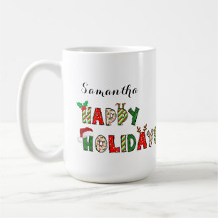 Happy Holidays Christmas Letters Mug