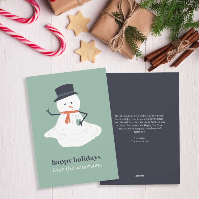 Happy Holidays Christmas Melting Snowman Cute   Holiday Card (Creator Uploaded)