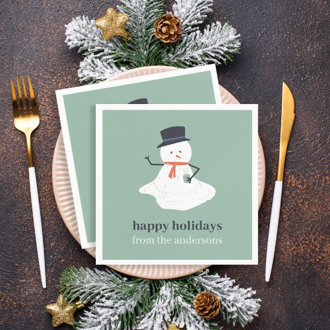 Happy Holidays Christmas Melting Snowman Cute   Napkin (Creator Uploaded)