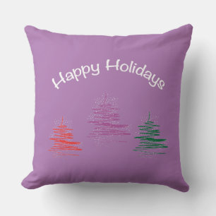 Happy Holidays, Christmas - Modern Purple Cushion