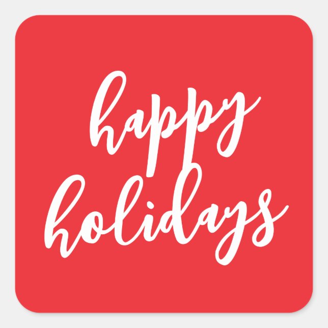 Happy Holidays Christmas New Year Season Message Square Sticker (Front)