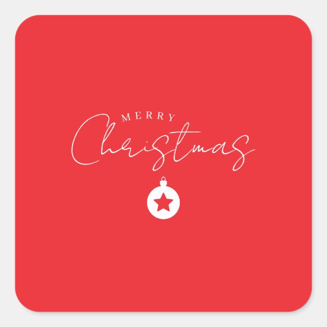 Happy Holidays Christmas New Year Season Red Square Sticker (Front)