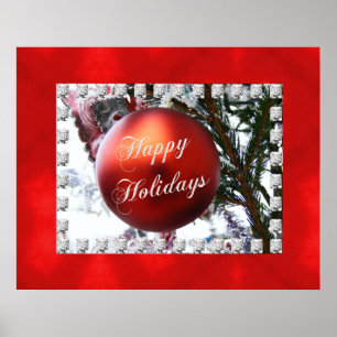 Happy Holidays Christmas Ornament Poster