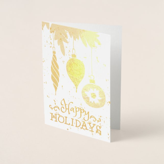 Happy Holidays Christmas Ornaments Decorative Foil Card (Front)