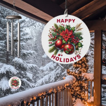 Happy Holidays Christmas Ornaments, Poinsettia, Ho