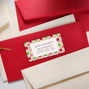Happy Holidays Christmas Pattern Modern Colourful Label