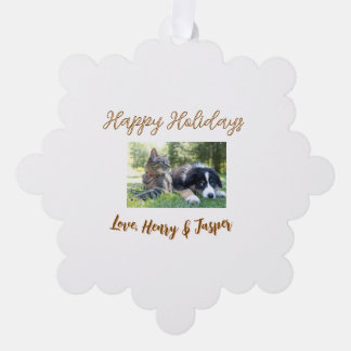 happy holidays christmas pet dog cat photo name tree decoration card