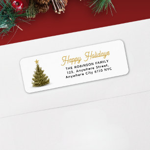 Happy Holidays Christmas Pine Tree Return Address Label