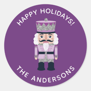 happy Holidays Christmas Purple Nutcracker Sticker