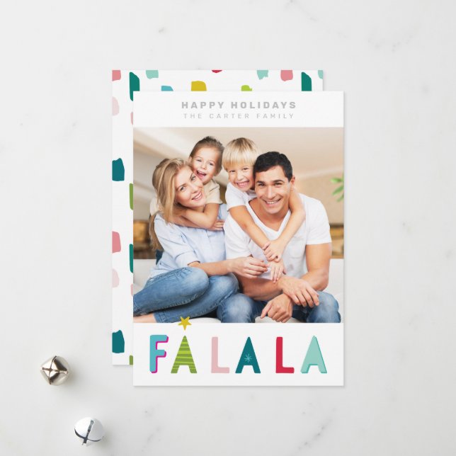 HAPPY HOLIDAYS christmas quote falala typography Holiday Card (Front/Back In Situ)