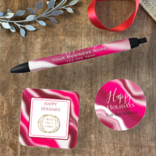Happy Holidays Christmas Red Business Promotion Black Ink Pen