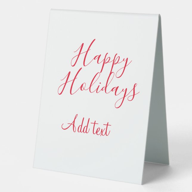 Happy holidays Christmas red calligraphy simple mi (Front)