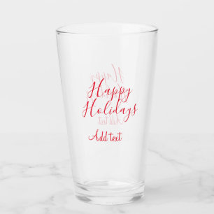 Happy holidays Christmas red calligraphy simple mi Glass
