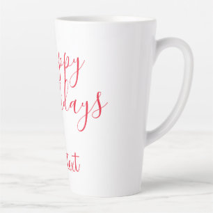 Happy holidays Christmas red calligraphy simple mi Latte Mug