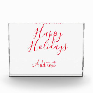 Happy holidays Christmas red calligraphy simple mi Photo Block