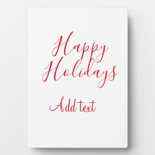 Happy holidays Christmas red calligraphy simple mi Plaque