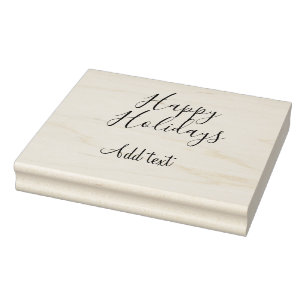 Happy holidays Christmas red calligraphy simple mi Rubber Stamp