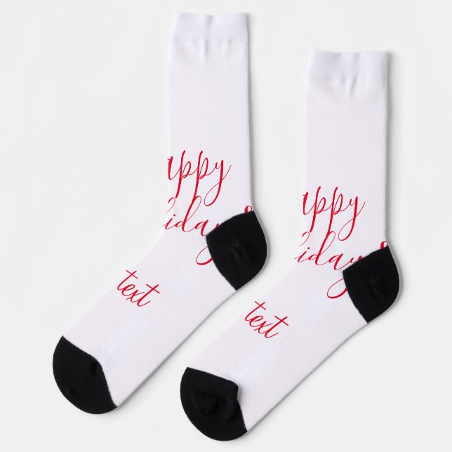 Happy holidays Christmas red calligraphy simple mi Socks (Left)
