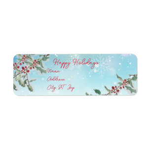Happy Holidays Christmas Return Address Label
