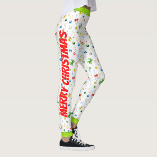 Happy Holidays Christmas Ribbons and Music Notes Leggings
