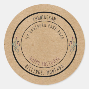 Happy Holidays Christmas Rustic Berries Seal