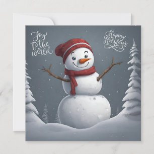 Happy Holidays Christmas Snowman  Holiday Card