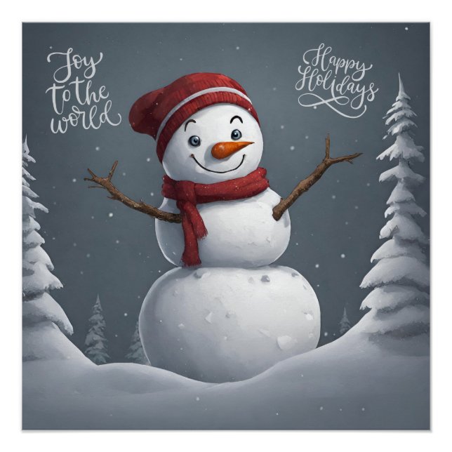 Happy Holidays Christmas Snowman  Poster (Front)