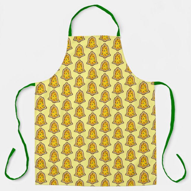 Happy Holidays Christmas Sugar Cookie Yellow Bell Apron (Front)