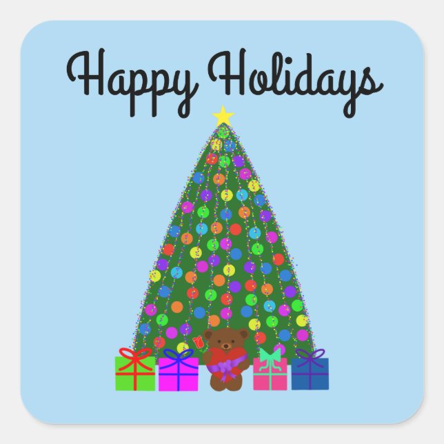 Happy Holidays Christmas Tree #2-2 Stickers (Front)