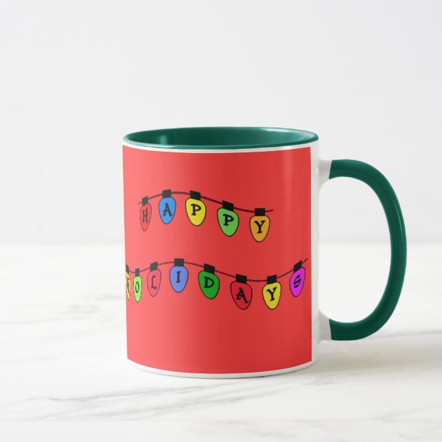 Happy Holidays Christmas Tree Bulbs Mug (Right)