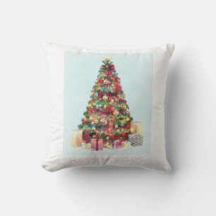 Happy Holidays. Christmas Tree Cushion