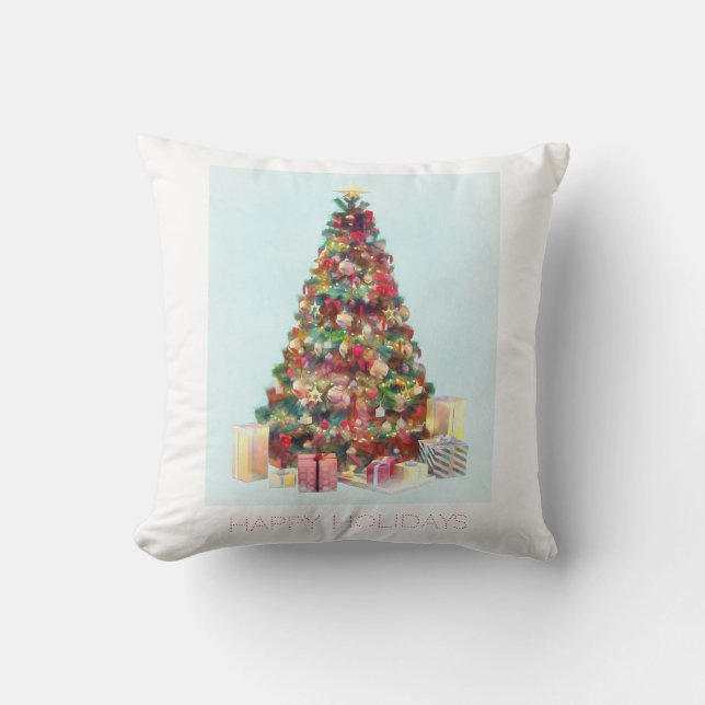 Happy Holidays. Christmas Tree Cushion (Front)