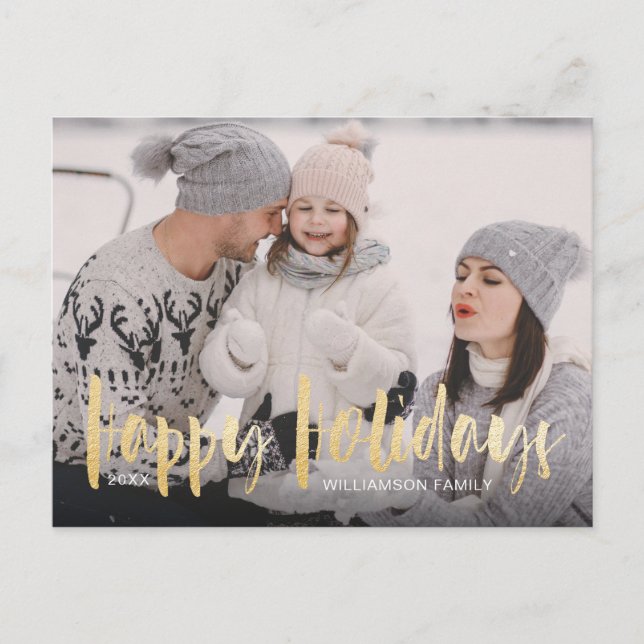 Happy Holidays | Christmas Tree Family Photo Holiday Postcard (Front)