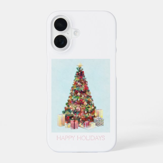 Happy Holidays. Christmas Tree iPhone 16 Case (Back)