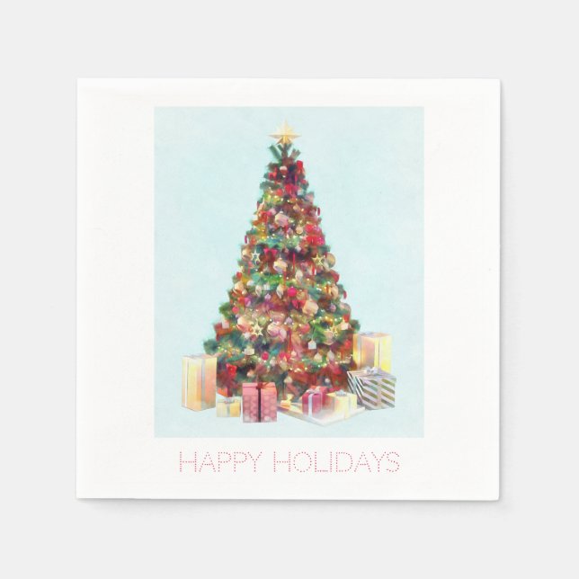 Happy Holidays. Christmas Tree Napkin (Front)