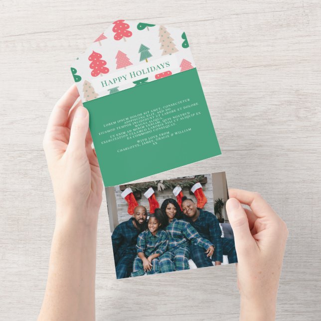 Happy Holidays Christmas Tree Pattern Card (Tearaway)