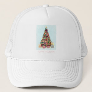 Happy Holidays. Christmas Tree Trucker Hat