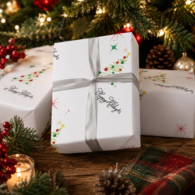 Happy Holidays Christmas Tree Wrapping Paper (Creator Uploaded)