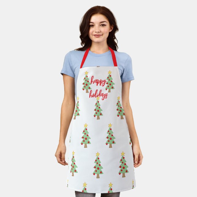 Happy Holidays Christmas Trees Apron (Worn)