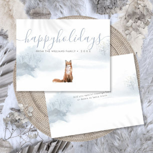 Happy Holidays Christmas Winter Fox Family Name Holiday Postcard