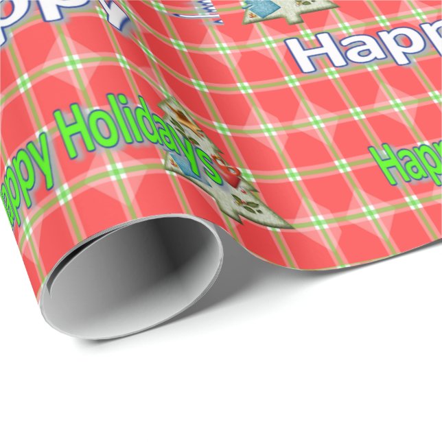 Happy Holidays Christmas  Wrapping Paper (Roll Corner)