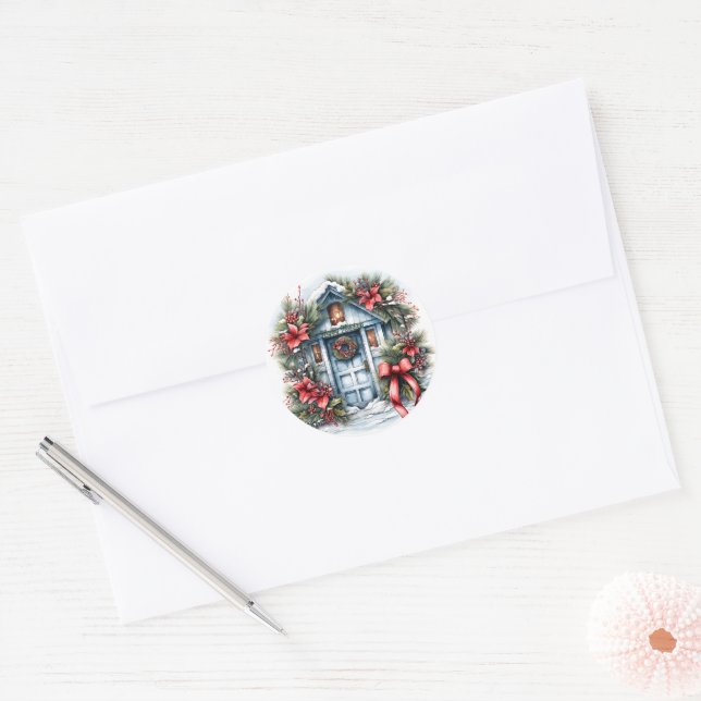 Happy Holidays Christmas Wreath 2D Vector Sticker (Envelope)